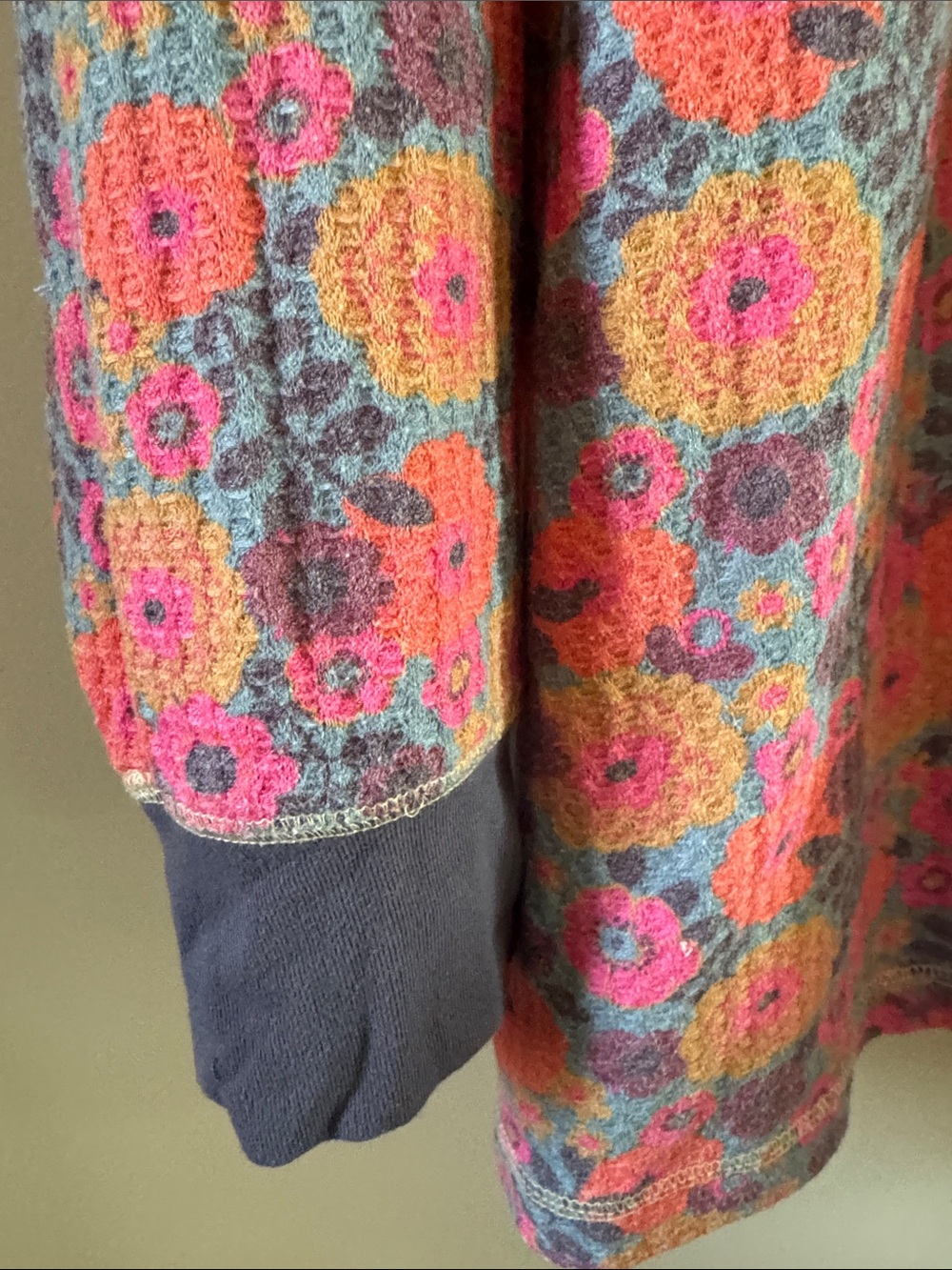 NATURAL LIFE Floral Waffle Knit Pullover with Pink and Orange Flowers - Picture 5 of 7